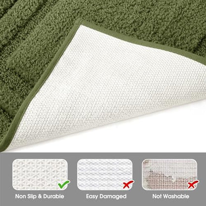 HOMEIDEAS Bathroom Rugs Sets 2 Piece, Super Soft and Absorbent Non Slip Microfiber U-Shaped Toilet Bath Mat Set (20"x32"+U20 x24, Sage Green)
