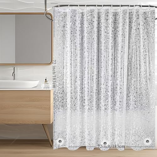 Shower Curtain Liner, 100% Waterproof Peva Shower Curtains with 3 Duty Heavy Bottom Magnets and 12 Rust Proof Grommets, 72x72 Weighted Shower Liner for Shower Stall, Bathtubs