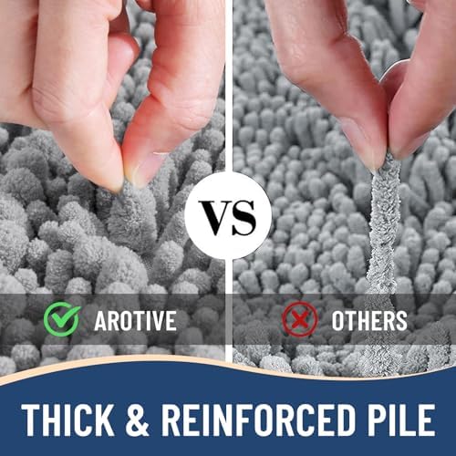 Arotive Toilet Rugs U-Shaped 20x20, Soft Absorbent Chenille Shaggy Bath Mat