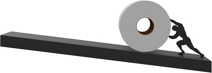 Floating Toilet Paper Shelf - Funny Bathroom Decor, Sisyphus | Unique toilet paper holder doubles as tissue box cover and bathroom shelf storage