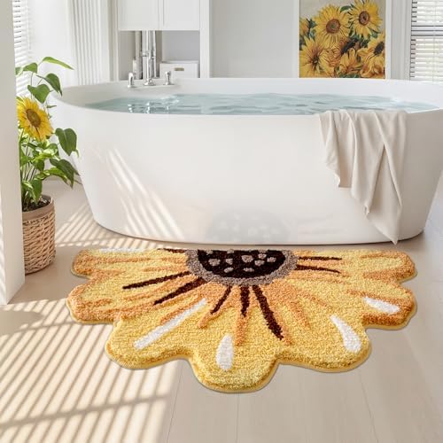 LUMI Floral Bathroom Rug, Absorbent Non Slip Bath Mat, 24"x43"