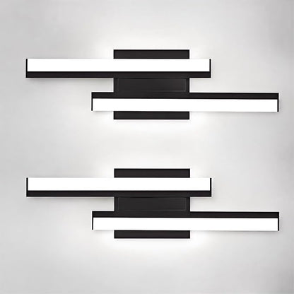 Bathroom Light Fixtures Over Mirror: 24 Inch Modern Black LED Vanity Light Bar ETL Certified | Retractable Dimmable Bathroom Lamp IP44 - Wall Light Fixture, 5700K Cool White(2 Pack)