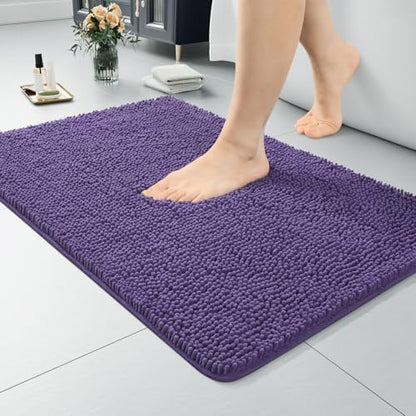 LOCHAS Luxury Bathroom Rug Shaggy Bath Mat 20 x 32 Inch, Dark Purple