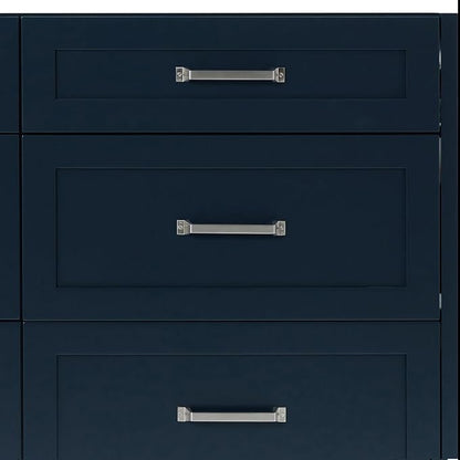 ARIEL Monroe 72-inch Bathroom Vanity with Sink,Solid Wood, 1.5-inch Pure White Quartz Countertop, Double Rectangular Porcelain Sink, Dovetail Drawers, Midnight Blue