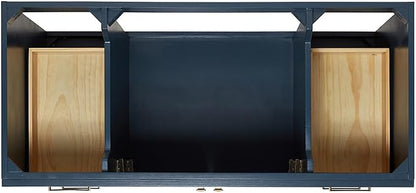 Bradford 48-Inch Bathroom Vanity with Sink — Midnight Blue Single Sink Bathroom Vanity, 1.5" Edge Italian Carrara Marble Top, Solid Wood, 2 Soft-Close Doors, 4 Full Extension Dovetail Drawers
