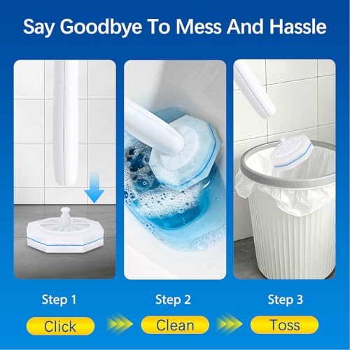 64 Count Disposable toilet brush head for Clorox Toilet Wand, Disposable Toilet Brush Heads, 5X Cleaning Power, Tear-Resistant, Fresh Scent