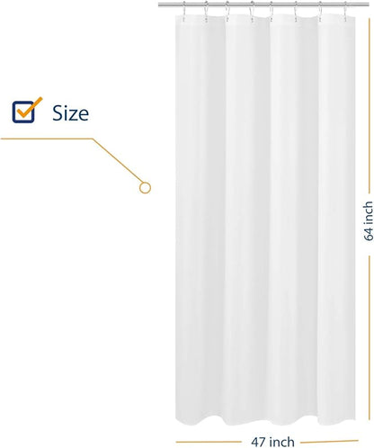 N&Y HOME RV Shower Curtain Liner Fabric 47 x 64 inches, Hotel Quality, Washable, Water Repellent, White Bathroom Curtains with Grommets, 47x64