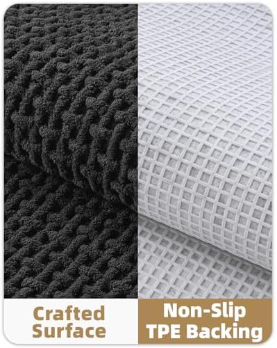 Color&Geometry 24"x36" Chenille Pile Bathroom Rugs Upgraded Denser,Black