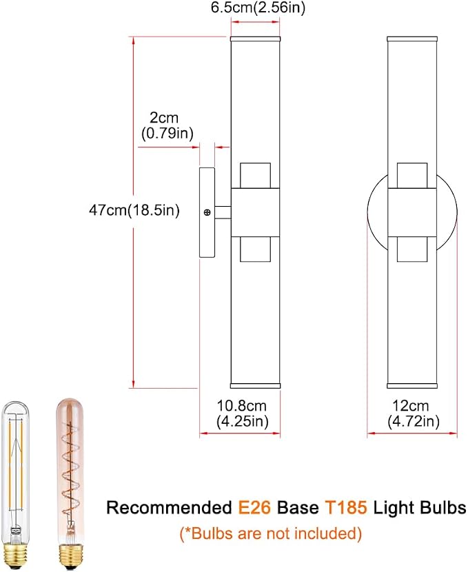 Brushed Nickel Wall Sconces Set of 2 (Hardwired Only), Bathroom Vanity Light Fixtures, Modern Cylinder Glass Wall Lights for Mirror 28-40 in Height, NOT Battery Operated, E26 Base (Bulbs Not Included)
