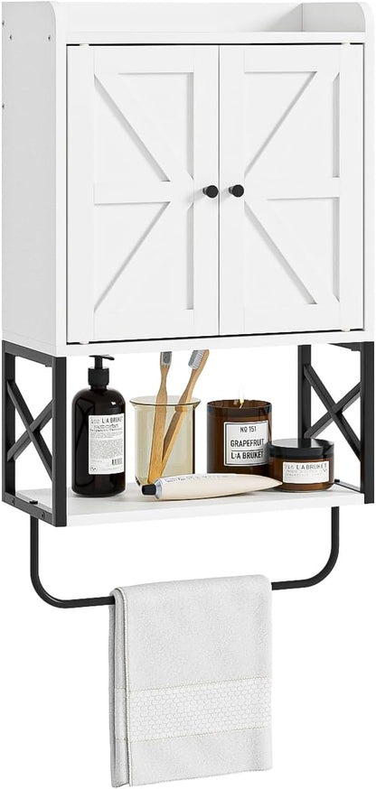 Masupu Bathroom Cabinet Wall Mounted, Wooden Medicine Cupboard with Adjustable Shelves, Space-Saving Wall Storage Unit for Bathroom, Kitchen and Living Room (9"D x 15.35"W x 27.16"H,Countrye White)