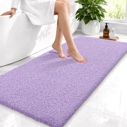 OLANLY Microfiber Bathroom Runner Rugs 47x24, Ultra Soft Bath Mat, Lavender