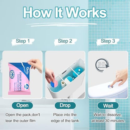 Msvvko Toilet Bowl Cleaner Tablets 40 Packs, Two Colors Toilet Bowl Cleaners with Sustained-Release Technology, Keep Bathroom Toilet Stain Free and Prevent Limescale Buildup, 106oz