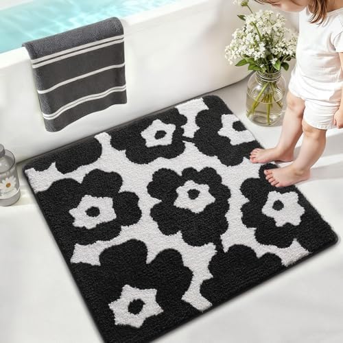 LUMI Square Bathroom Rug 26x26, Soft Absorbent Bath Mat, Non Slip