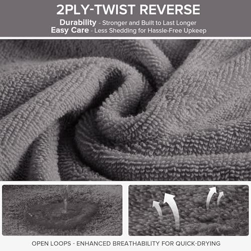 Comfort Spaces 12 Pc Towel Set, 100% Cotton Zero Twist, Dark Grey