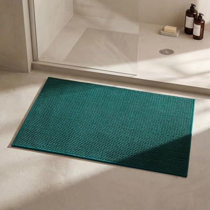 Triohero Bathroom Rugs Non Slip Washable, Super Absorbent Thin Bath Mat Small Quick Dry Low Pile Bathroom Rug, Dark Green 20"x30"