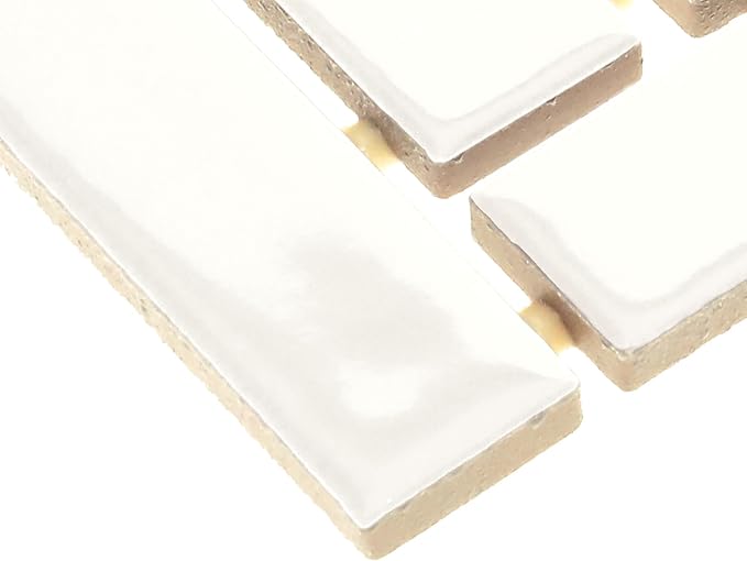 1" x 3" Ceramic Herringbone Mosaic in Semi-Gloss Arctic White for Kitchen Backsplashes, Bathroom Walls, Decorative Accents | (10 PC Per Carton) (6 SQFT Per Carton)