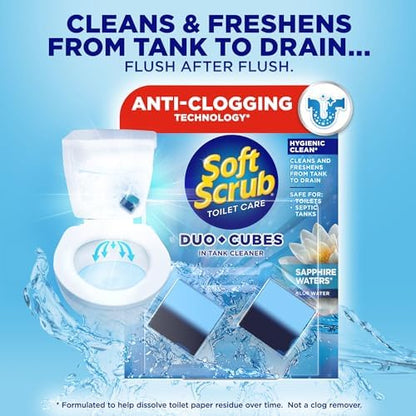 Soft Scrub In-Tank Toilet Cleaner Duo-Cubes, Sapphire Waters, 2 Count
