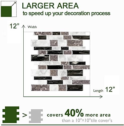 STICKGOO 10-Sheet Marble Look Peel and Stick Tiles, Decorative Self Adhesive Kitchen Backsplash in Granite (Pack of 10, Thicker Design)
