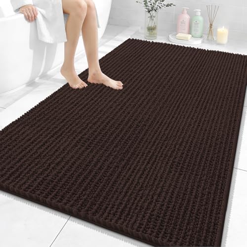 OLANLY Large Bathroom Rugs 59x35, Thick Soft Absorbent Chenille Bath Rugs