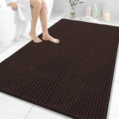 OLANLY Large Bathroom Rugs 59x35, Thick Soft Absorbent Chenille Bath Rugs