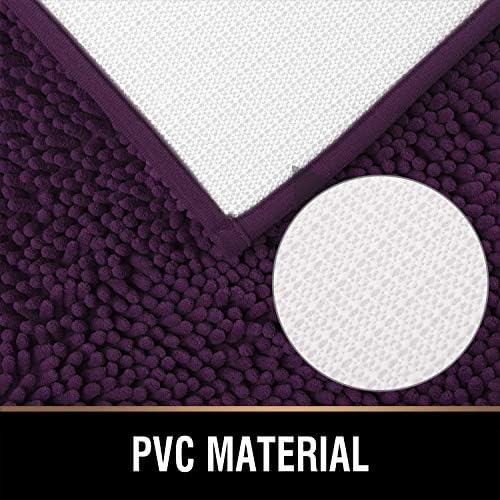 MAYSHINE Round Area Rug Set for Bathroom | Soft Plush Chenille Bath Mat, Water Absorbent Non-Slip Bathroom Rug | Washable Shag Carpet for Shower, Bedroom, or Home Décor | 36"x36" (Round) | Plum