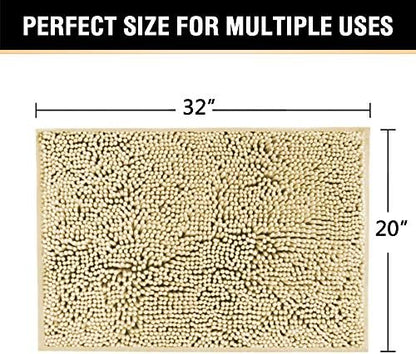 H.VERSAILTEX Ultra Soft Texture Chenille Plush Bath Rugs Floor Mats, Hand Tufted Bath Rug Non Slip Microfiber Door Mat for Kitchen/Entryway/Living Room, 32 by 20 inches, Beige