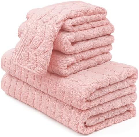 Alusa Home Ultra Soft & Stylish 700 GSM Luxury Bath Towels - 100% Zero-Twist, Long-Staple Cotton - Remarkably Absorbent & Quick Drying - 6 Piece Towel Set (Blush Pink)