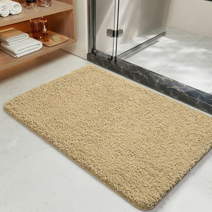 LOCHAS Bathroom Rugs 36x24 Inch, Microfiber Bath Rug Non Slip, Beige