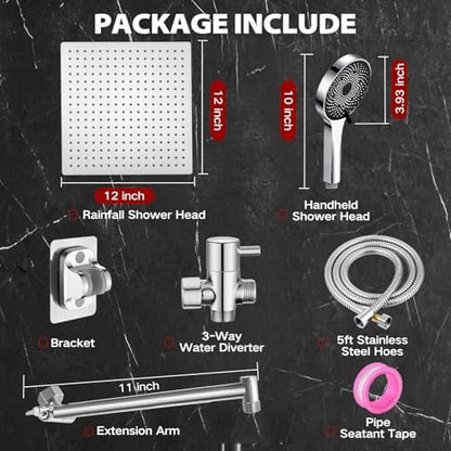 Shower Head,12 ”High Pressure Rainfall Shower Head with Handheld Dual Spray