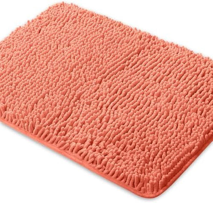 Yeaban Chenille Coral Bathroom Rug 20"x32", Non-Slip Rubber Backing