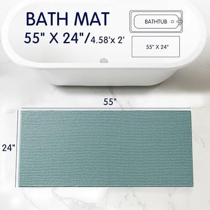 SUBRTEX Bathroom Rugs, 24" x 55" Chenille Bath Rug Soft Short Plush Bath Mat Soft Shower Mat Water Absorbent Shower Mat Quick Dry Machine Washable, Light Green