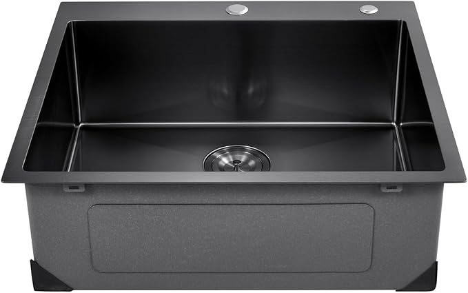 VEVOR 25" Recessed Kitchen Sink 9" Deep Top Mount Single Bowl Kitchen Sink 304 Stainless Steel Sink with Filter Basket Perfect for Home, RV, Laundry Room, Bar