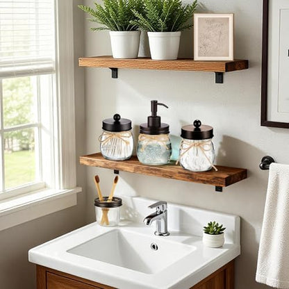 Amolliar Glass Mason Jar Bathroom Accessories Set 4 Pcs (Bronze)