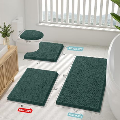 Smiry Toilet Rugs U-Shaped 24x20, Extra Soft Absorbent Contoured Bath Mat