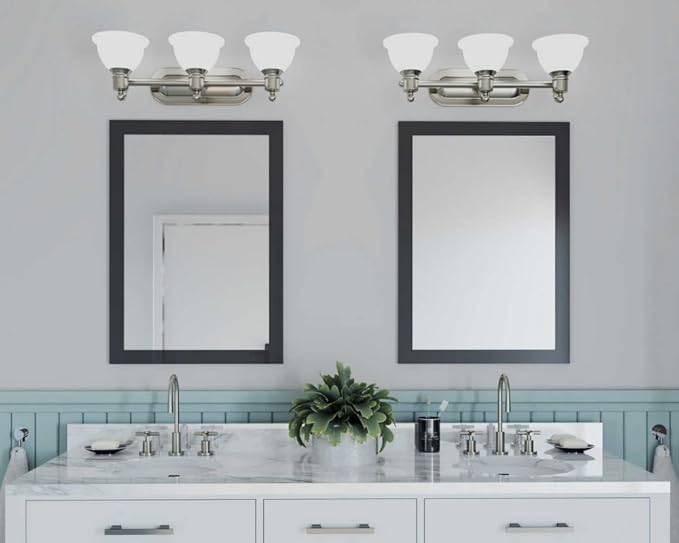 Progress Lighting 3-Light Etched Glass Traditional Bath Vanity Light, Madison Collection, Indoor, P3163-09, Brushed Nickel
