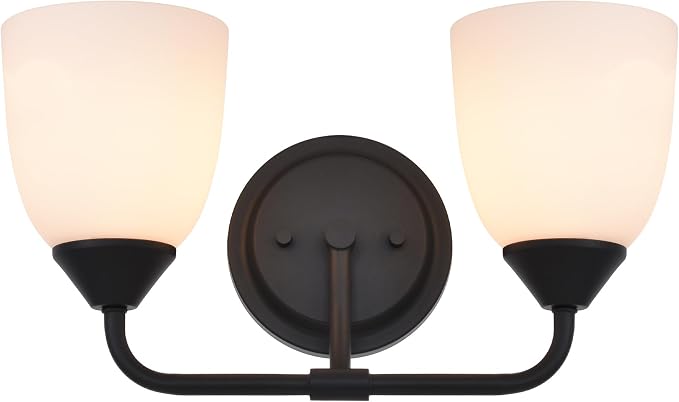Black 2-Light Traditional Bathroom Vanity Light Fixtures Over Mirror, Modern Vanity Lights for Living Room, Standard E26 Base, Textured Black