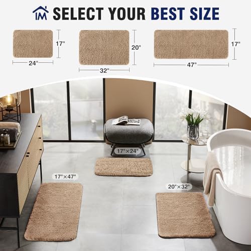 TECHMILLY Super Soft Shaggy Bathroom Rugs, Absorbent Thick Non Slip Microfiber Bath Rugs, Quick Dry Machine Washable Bath Mat for Bathroom Floor, Bathtub and Shower 17"x24"