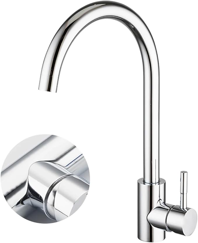 Stainless Steel Black Kitchen Faucet 360° Swivel Deck Mount Mixer Tap Hot & Cold Water Modern Bathroom Vanity Crane for Stylish Sink Upgrade，Chrome a