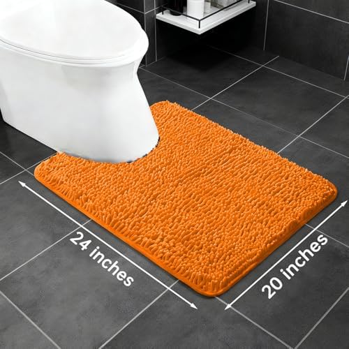Yeaban Toilet Rugs U-Shape 20"x24", Orange