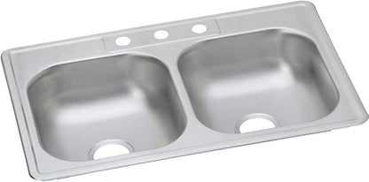 Dayton D233213 Equal Double Bowl Top Mount Stainless Steel Sink