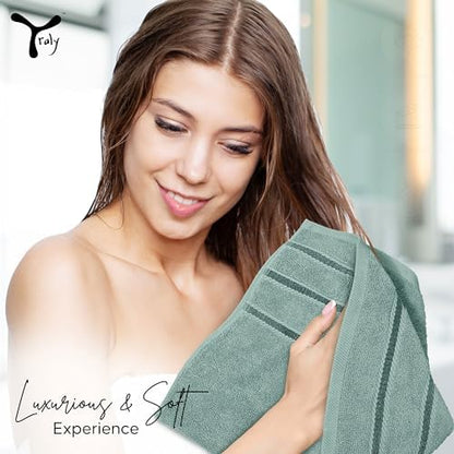 Luxury Hand Towels for Bathroom Set of 4 (16 x 28 Inch) Soft & Absorbent 600GSM Ring Spun Cotton Hand Towel Sets for Bathroom, Gym, Hotel and Spa - Viscose Stripe