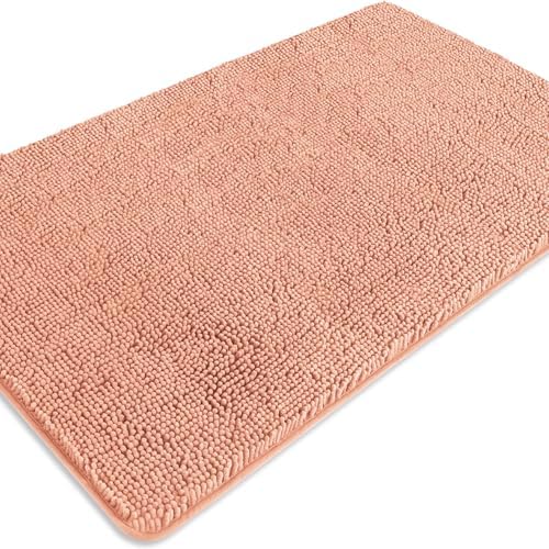 Bathroom Rugs 30 x 50 Inch – Extra Large Bath Mat | Absorbent and Washable Thick Chenille Bath Rugs Non-Slip Runner Rug for Bathroom, Shower, Tub(Dusty Pink)