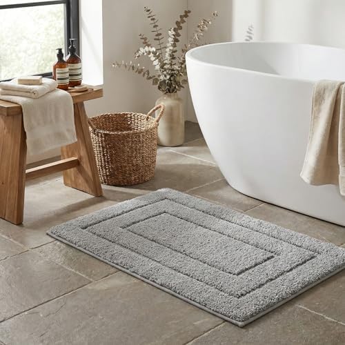 GRANNY SAYS Gray Bathroom Rug 20" x 30", Non-Slip Microfiber Bath Mat