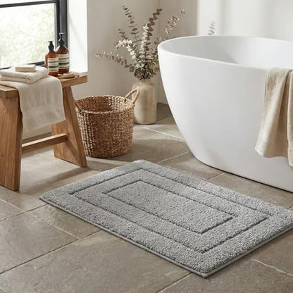 GRANNY SAYS Gray Bathroom Rug 20" x 30", Non-Slip Microfiber Bath Mat