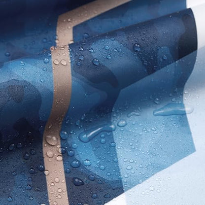 deFouliao Blue Shower Curtain Geometric Grid Ink Blue Modern Abstract Bathroom Shower Curtain Sets Waterproof Fabric for Home Hotel Bathtub Art Decor, with Hooks, 60x72 Inch
