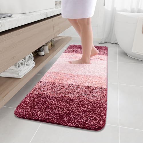 Arotive Microfiber Bathroom Rugs, Shaggy Soft Absorbent Bath Rug, 59x20