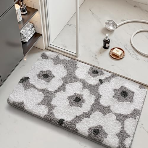 LUMI Bathroom Rug 20x32, Soft Absorbent Microfiber Bath Mat, Non Slip