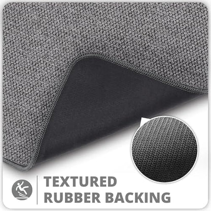 Bosap Bath Mat,Ultra Thin Bathroom Runner Rugs,Large Bath Mats for Bathroom,Quick Dry,Non-Slip,Machine Washable,Low Pile,Bath Rug,Shower Outside,Sink,Home Decor Accessories.Dark Grey,2'x5'（24x60inch）