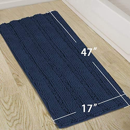 Turquoize Bathroom Runner Rug 17"x47", Soft Absorbent Chenille Bath Rug