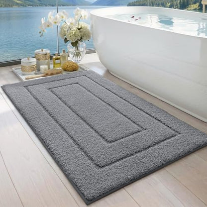 DEXI Bathroom Rugs 43x24, Non-Slip and Absorbent Bath Mat, Grey